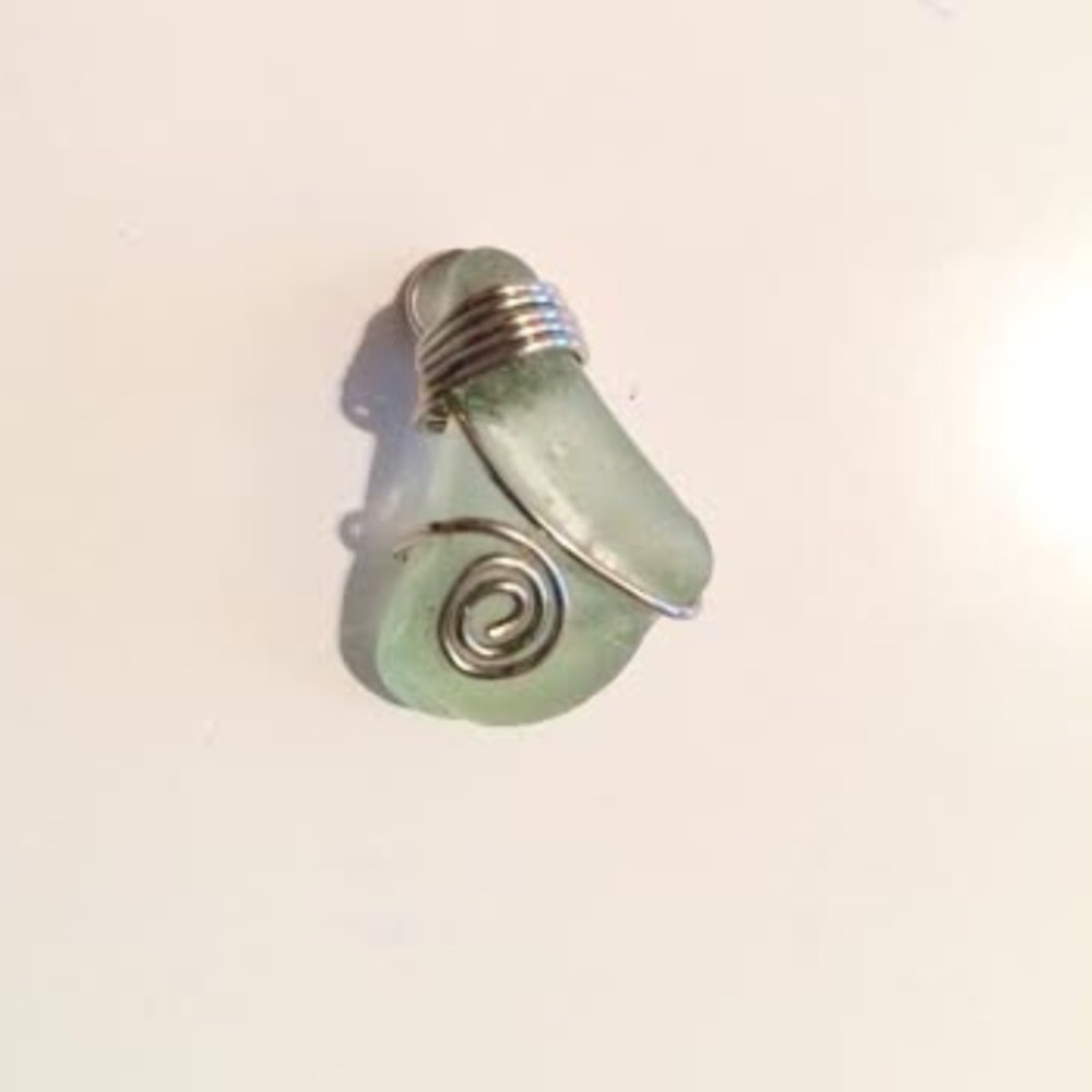 Aqua river glass pendant
